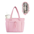 Wandering Nature Puffer Tote Bag for Women – Quilted Laptop Shoulder Bag with Cup Holder
