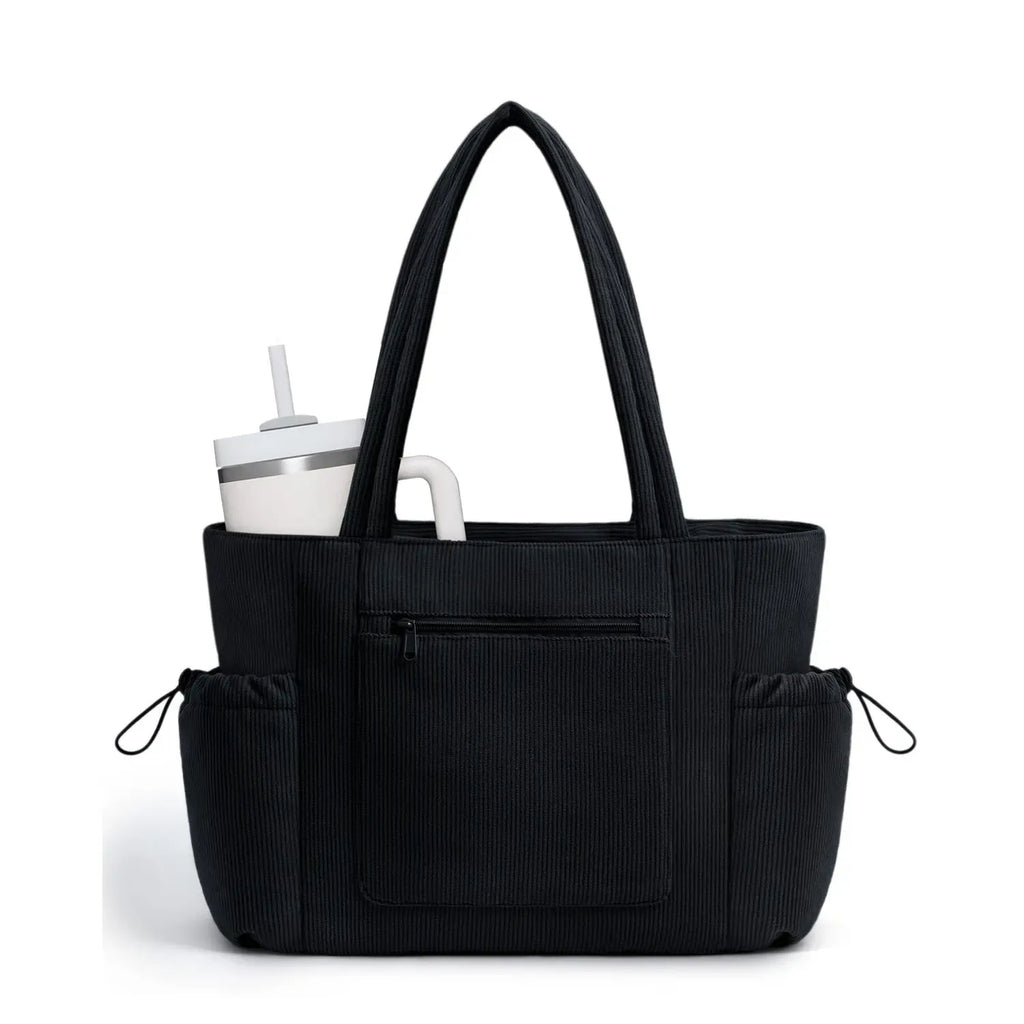 Wandering Nature Puffer Tote Bag for Women – Quilted Laptop Shoulder Bag with Cup Holder