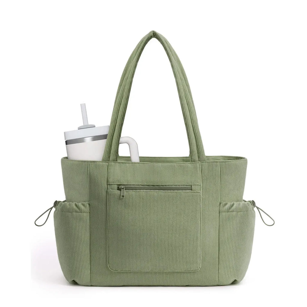 Wandering Nature Puffer Tote Bag for Women – Quilted Laptop Shoulder Bag with Cup Holder