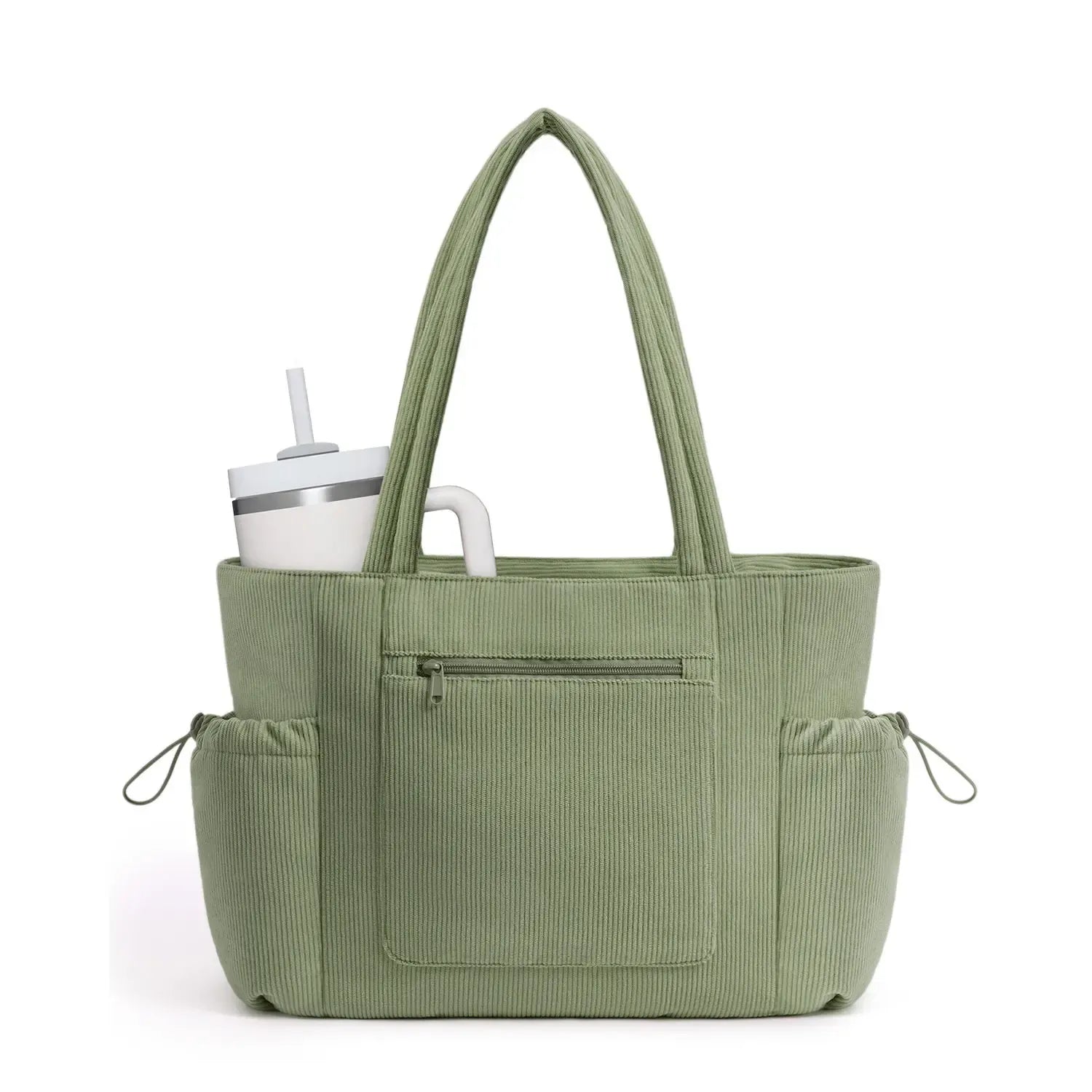 Wandering Nature Puffer Tote Bag for Women – Quilted Laptop Shoulder Bag with Cup Holder
