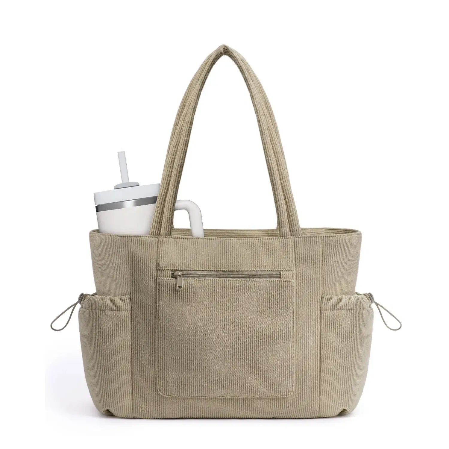 Wandering Nature Puffer Tote Bag for Women – Quilted Laptop Shoulder Bag with Cup Holder