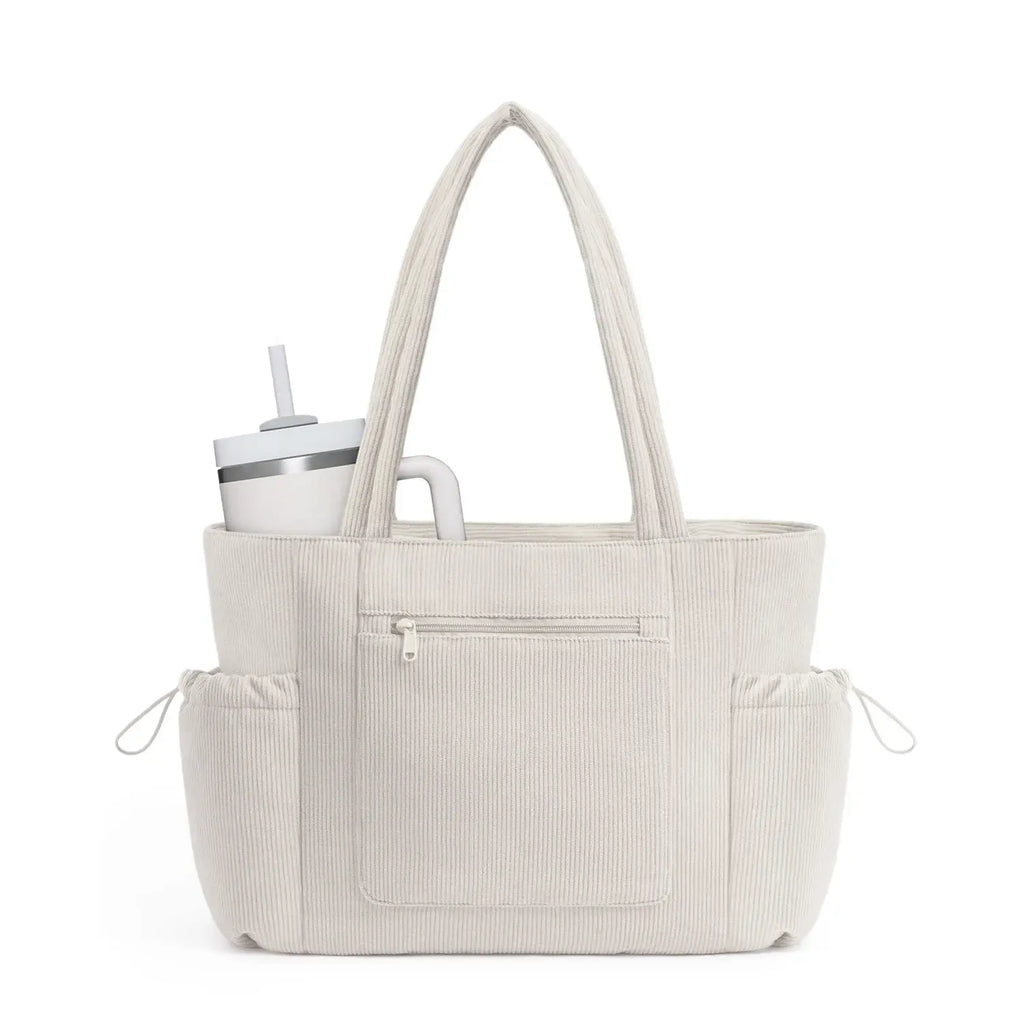 Wandering Nature Puffer Tote Bag for Women – Quilted Laptop Shoulder Bag with Cup Holder