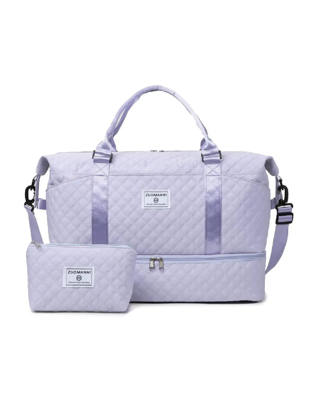 Large Capacity Travel Bag Set, Letter Pattern Zipper Travel Bag with Shoe Compartment
