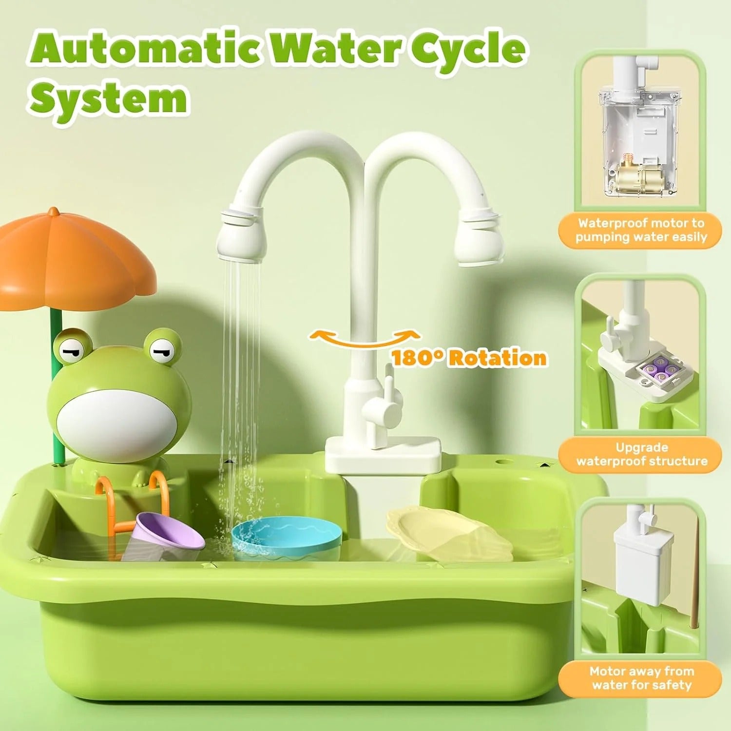 Kids Play Kitchen Sink with Running Water & Floating Fishing Toy Set 💧🎣