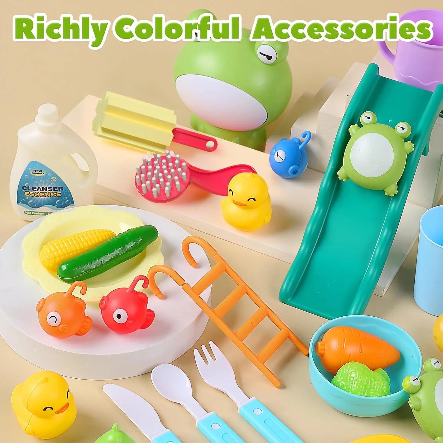 Kids Play Kitchen Sink with Running Water & Floating Fishing Toy Set 💧🎣